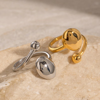 Bague ouverte Gaovo en acier inoxydable plaqué or 18 carats avec boule géométrique, bijou tendance et minimaliste pour femme
