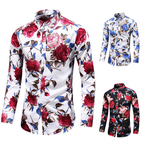 Autunno nuova camicia M-7XL <span class=keywords><strong>taglie</strong></span> forti da uomo stampata <span class=keywords><strong>Slim</strong></span>-<span class=keywords><strong>Fit</strong></span> a maniche lunghe - Product Image 1