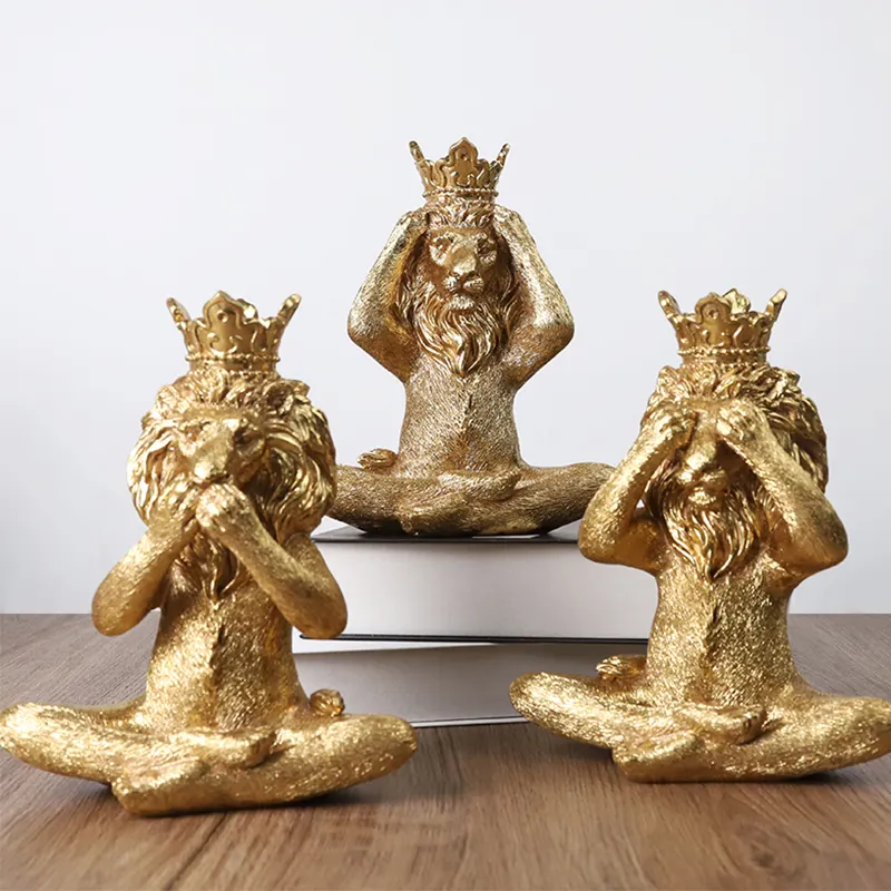 Redeco Limited anpassbare Löwen statue Harz Tiers tatue Gold Löwe Handwerk für Haupt dekoration