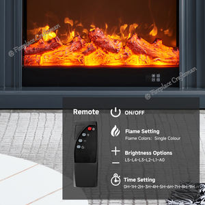 [ Direttamente dalla Fabbrica ] Caminetto Elettrico Moderno Grigio con Fiamma LED Effetto Legna e Cornice Decorativa in Resina - Product Image 6