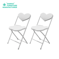 SAMKAI ZDY-F003 événement utiliser amour trèfle à quatre feuilles en plastique chaise pliante banquet location de fête empilable forte couleur porteuse