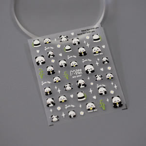 5D 귀여운 팬더 네일 스티커 양각 만화 동물 대나무 사랑 하트 스타 슬라이더 네일 데칼 Kawaii DIY 매니큐어 랩 스티커 - Product Image 5