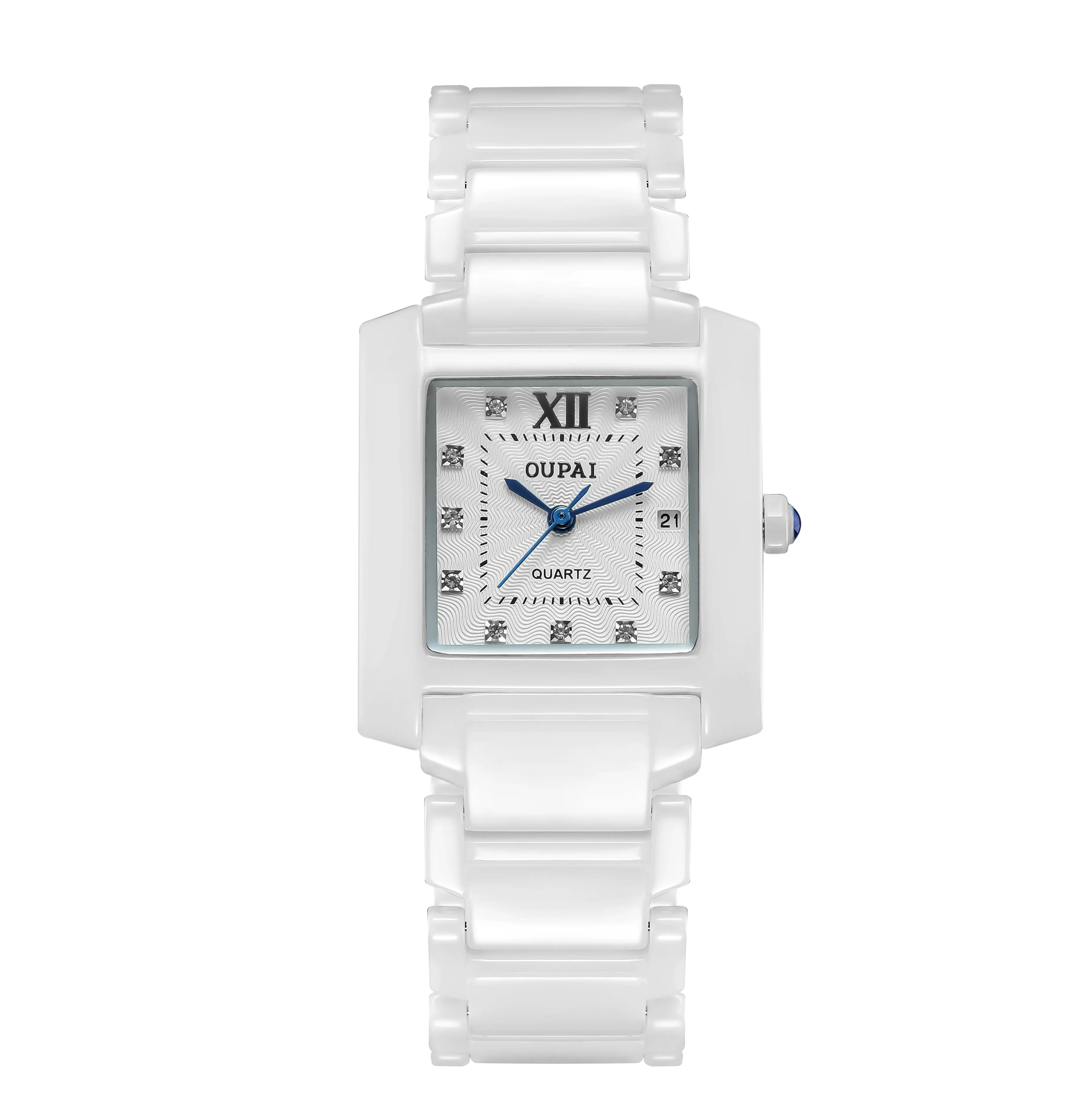 White Ceramic Square watch Lover's Watch Ultra Thin Tank Design Classic Waterproof Watch Man Accept OEM Anti-Scratch Wristwatch