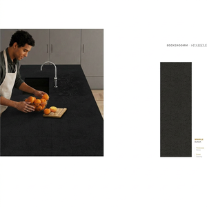 Baldosas de porcelana de 800x2400x15mm, diseño negro brillante, para baño de lujo, 80x240cm, piedra sinterizada, baldosas de porcelana negras. - Product Image 1