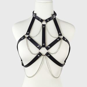 Vendita all'ingrosso Goth Bdsm in pelle multistrato con nappine imbracatura per il corpo catena spessa collana petto Sexy <span class=keywords><strong>Lingerie</strong></span> - Product Image 5