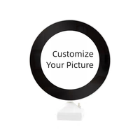 Vente en gros d'affichage d'images personnalisé miroir magique personnalisé cadre photo Art déco miroir de maquillage circulaire à lumière LED en plastique bricolage