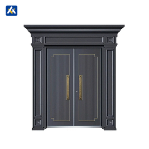 Puerta de entrada delantera de seguridad de aluminio fundido negro frontal de casa de alta calidad de lujo entrada externa puertas blindadas oscilantes de <span class=keywords><strong>Metal</strong></span> - Product Image 2