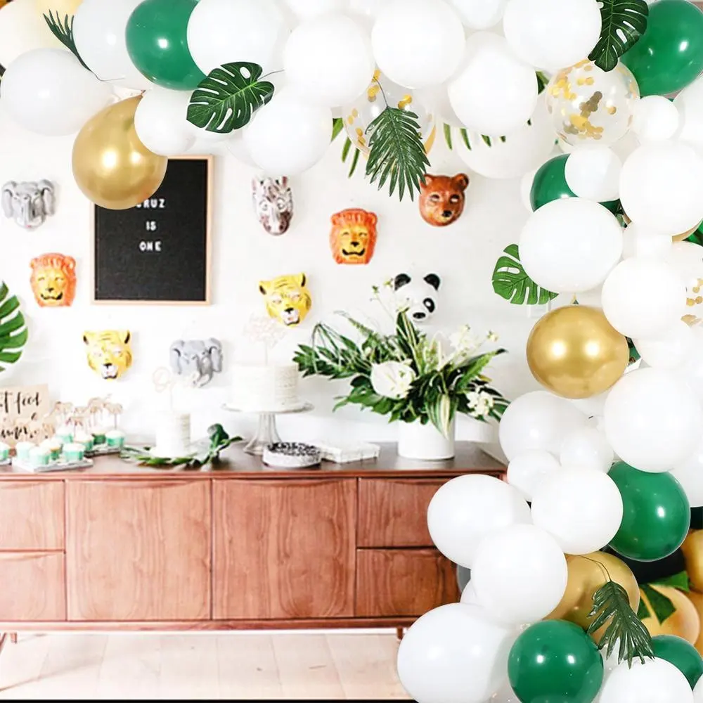 Ourwarm Bruiloft Verjaardag Decoraties Confetti Latex Ballon Garland Arch Kit Met Kunstmatige Palmbladeren Voor Party