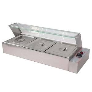 Equipo de Hostelería Comercial BAOKANG, Baño María Eléctrico de Acero Inoxidable, Calentador de Alimentos para <span class=keywords><strong>Buffet</strong></span>, 3 Recipientes, 1.5KW - Product Image 1