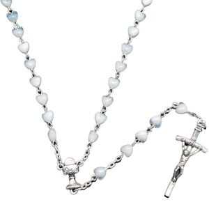 Regalo <span class=keywords><strong>de</strong></span> bautismo favores blanco Chapado en <span class=keywords><strong>plata</strong></span> corazón rosarios <span class=keywords><strong>de</strong></span> cuentas <span class=keywords><strong>de</strong></span> acrílico favores/Decenarios - Product Image 1