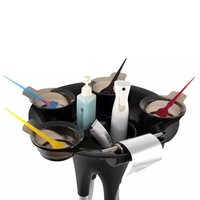 Plateau de rangement intelligent pour coiffeur, pliable et mobile, en acier inoxydable noir, chariot pour extensions de cheveux de salon de beauté