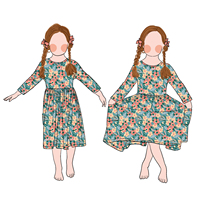 Robe à manches longues rose à fleurs pour filles, en tissu doux imprimé, avec 2 poches, dernier design Little Glow Kids, prix promotionnel