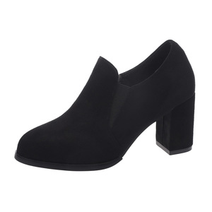 รองเท้าส้นเตี้ยทรงหัวแหลมสไตล์อังกฤษ หนังกลับแบบเรโทร ไซส์ใหญ่ ปากรองเท้าลึก ส้นหนา สำหรับผู้หญิง ฤดูใบไม้ร่วง - Product Image 6