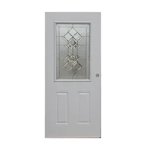 Geometric 1/2 Lite 2-Panel White 32 In. x 80 In. Steel Entry Door