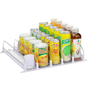 Poussoir automatique blanc Glide, distributeur de soda 12oz 16oz 20oz pour réfrigérateur-peut contenir jusqu'à 25 canettes Organisateur de boissons à 5 rangées pour réfrigérateur - Product Image 1