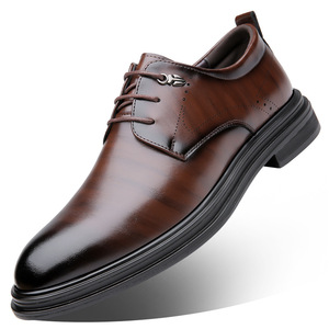 รองเท้าหนังผู้ชายสีน้ำตาลกันลื่นงานแต่งงานธุรกิจอย่างเป็นทางการอ็อกซ์ฟอร์ดหนังวัวส้นเตี้ยเยาวชนขนาด 40-46 - Product Image 5