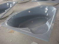 Baignoire d'angle gain de place la plus vendue, directement de l'usine, design quart de cercle en acrylique blanc pour installation encastrée ODM OEM