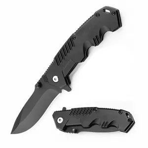 Custom Black Aluminum Handle Stainless Steel Outdoor Pocket Hunting Tactical Knife Folding