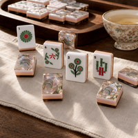 Ensemble de Mahjong Américain Elite Prestige 160 Tuiles 4 Couches Vert Abalone & Rose Élégant Jeu Social Vente en Gros