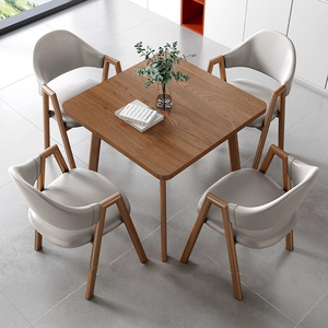 Solid Wood Balcony Leisure Tea <strong>Table</strong> Chair Set Small <strong>Square</strong> Home Dining <strong>Table</strong> and Meeting Chair for Reception <strong>Coffee</strong> Area - Product Image 2
