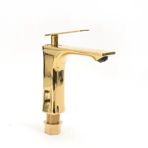 יוקרה מודרנית זהב חדר אמבטיה ברז אגן ברז סיפון רכוב חם וקר ידית אחת זניק ברז מים