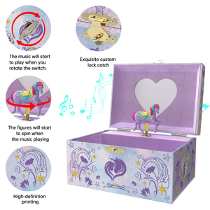 Caja de Música de Unicornio de Ensueño - Joyero de Papel con Figura Giratoria, Espejo de Corazón y Canciones Personalizadas, Regalo de <span class=keywords><strong>Princesa</strong></span> para Niñas - Product Image 5