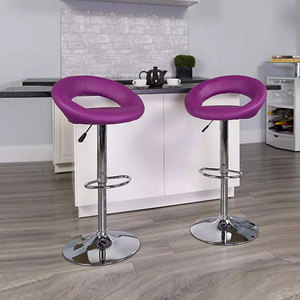 Juego de 2 Taburetes de Bar Ajustables al por Mayor para Recepción, Oficina y Vestíbulo de Hotel, Taburete Alto de Cuero <span class=keywords><strong>Italiano</strong></span> con Reposapiés - Product Image 1