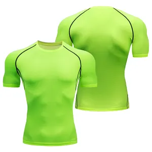 Spandex Compression chemise à manches courtes musculation hauts hommes collants de course entraînement thermique éruption garde léger t-shirts