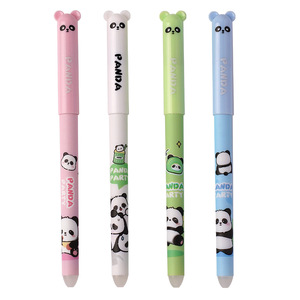 Neuer Panda Radierbarer Gelstift aus Kunststoff, Schnelltrocknend, Schwarze/Blaue Tinte, Niedliches Design, Kappe mit Radiergummi, Wasserbasierte Tinte - Product Image 5