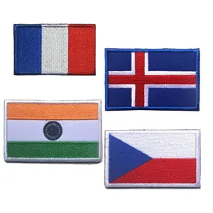 De gros main brodé cartes-Conception personnalisée, petit Patch brodé à coudre sur le drapeau National, carte pour vêtements et sacs