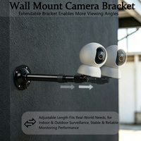 Support mural/au plafond télescopique en alliage d'aluminium noir 20-40 cm pour caméras de surveillance IP Bullet/Dome intérieures/extérieures