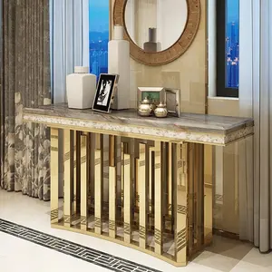 Modern Marble Entryway Foyer Table With Led Lights Gold Console Tables Living Room Furniture