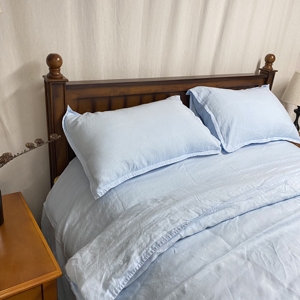 Oekotex Màu Xanh Màu Sắc Trong Kho 100% Pháp Lanh Linen Đá Rửa Sạch Duvet Cover Set Bộ Ga Trải Giường Sang Trọng Bộ Ga Trải Giường - Product Image 4