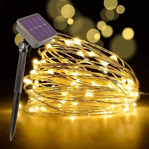 LED Solar Microwire Lightchain Waterproof String Light Holiday Festival Decoration