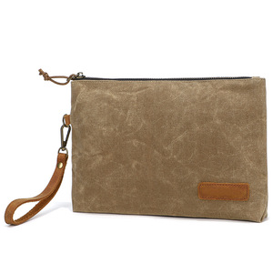 Borsetta impermeabile Vintage con cerniera in tela cerata, custodia, pochette <span class=keywords><strong>da</strong></span> viaggio personalizzata, con etichetta privata - Product Image 5