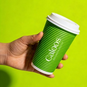 Vasos de Papel Desechables Ecológicos de Doble Pared, Impermeables, de Grado Alimenticio, para Bebidas Calientes, Bebidas Carbonatadas, Agua Mineral, Diseño Ondulado - Product Image 2