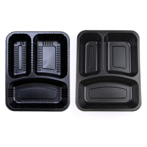 Vỉ Đen <span class=keywords><strong>PP</strong></span> Nhựa Microwavable Đông Lạnh Thực Phẩm Đóng Gói Khay Hộp Với Nắp - Product Image 4