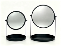 Miroir de maquillage en métal avec plateau de rangement, 360 °   Miroir rotatif, miroir cosmétique de bureau pour la décoration de la table de maquillage