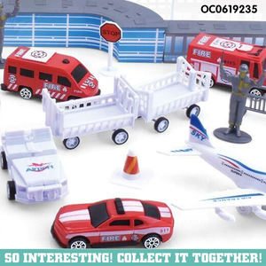 طائرة بلاستيكية صغيرة كرتونية تعمل بالسحب للخلف، لعبة سيارة، مجموعة لعب المطار - Product Image 4