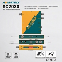 AVMATRIX SC2030 SDI HDMI Cross Converter with Up/Down Scaling Frame Rate Conversion Audio Embedding for Live Production
