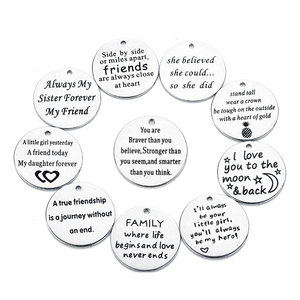 Charms messaggio ispirato rotondo in argento Sterling 925 tag citazioni ispiratrici Charms argento - Product Image 2