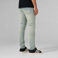 Jeans skinny pour homme, bleu clair, denim délavé, coupe slim, streetwear, jeans de créateur, haute qualité, vente en gros, sur mesure, OEM, ODM