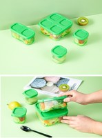 Boîte alimentaire en plastique PP, ensemble de 4 boîtes à lunch, mini boîte de conservation de la fraîcheur des aliments avec couvercle, accessoires de cuisine