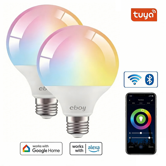E26 G25 G80 RGBCW 9W 900 LM ETL Tuya Wifi for Alexa Google App Control Dimmable LED Light Smart Bulbs for Home