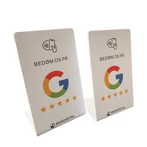 Google NFC Stand Customized Logo AcrylicTable Display NFC 213 Stand For Google Review Restaurant Menu
