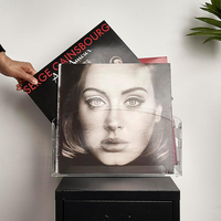 Support de disques vinyles en acrylique transparent, organisateur d'albums LP en Lucite, boîte de rangement moderne pour disques, présentoir de comptoir avec poignées latérales