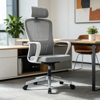 Chaise de bureau ergonomique en maille pivotante pour la maison et l'ordinateur, chaise de personnel multifonctionnelle avec option de dossier basculant