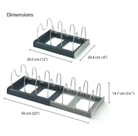 Étagère de cuisine avec 6 séparateurs réglables, organisateur de casseroles et poêles extensible en métal pour armoire, supports pliables et fonctionnels pour couvercles de casseroles
