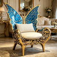 Fauteuil papillon de luxe en acier inoxydable pour salon, fauteuil de loisirs créatif et artistique avec accoudoirs, chaise individuelle pour mariage et fête