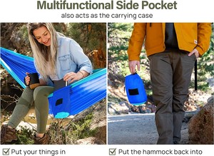 Mingchan, ligera, portátil, para 2 personas, para exteriores, resistente, hamaca con correas incluidas para colgar fácilmente de los árboles - Product Image 4